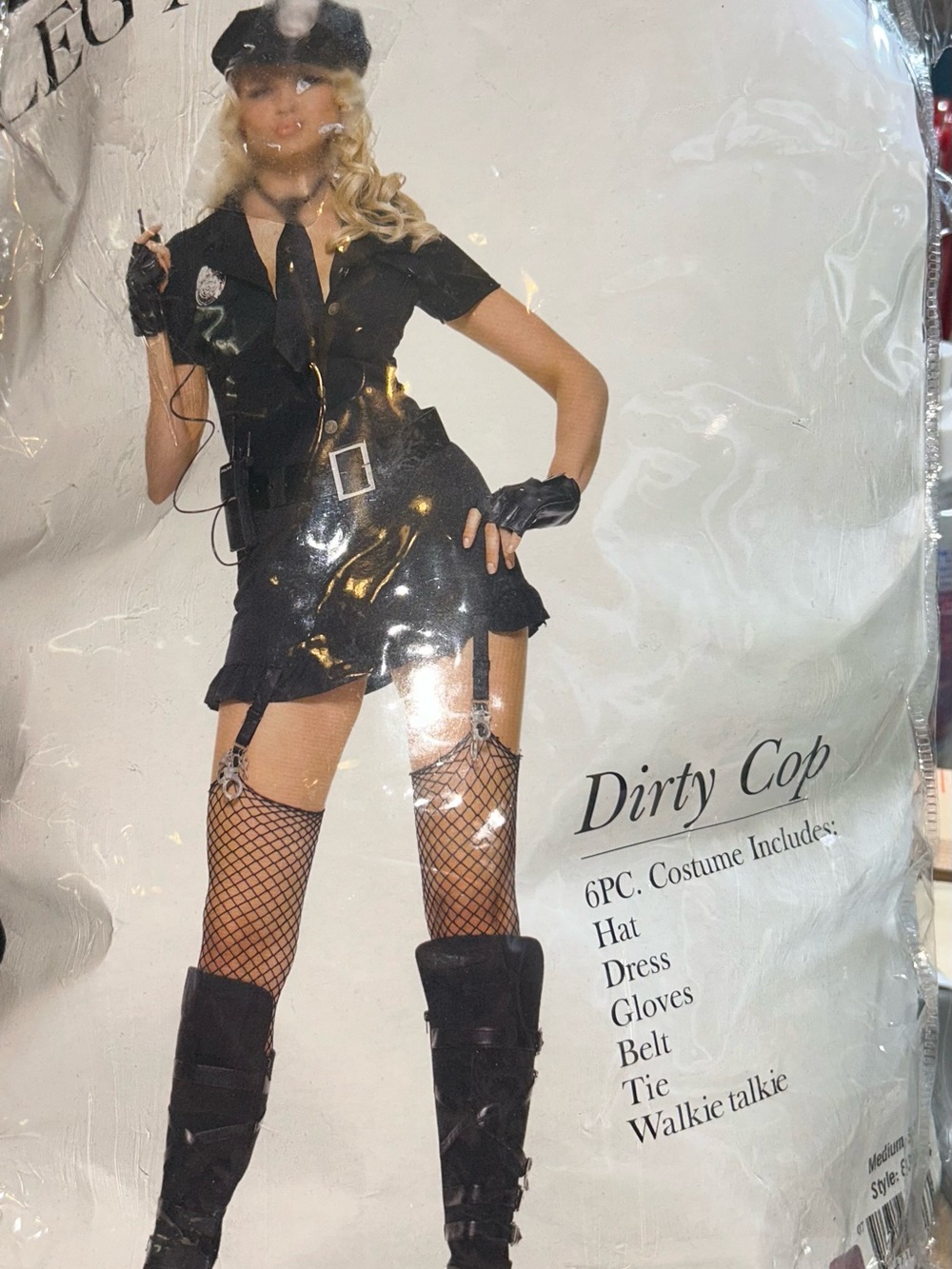 Leg Avenue Women's Black Dirty Cop Costume Dress with Hat & Accessories size M